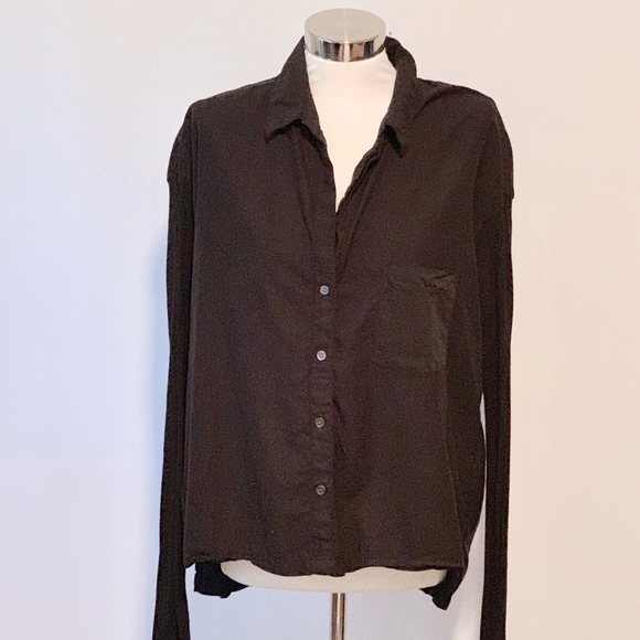 James Perse Shirt w/ Stretch Knit Sleeves Size 3/L - Picture 2 of 8